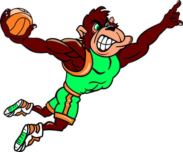 Gorilla mascot basketball player vinyl sports decal. Gorilla Basketball